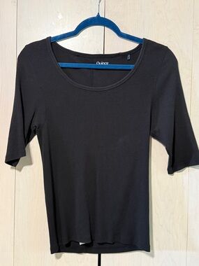 Quince Black Scoop Neck Short Sleeve Tee